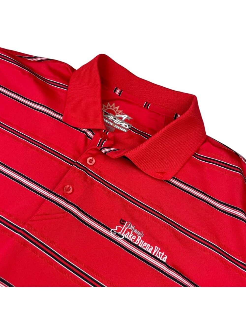 Disney Lake Buena Vista x Ahead Men's Golf Polo Shirt Red Stripe • XL